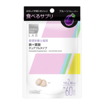 [matsukiyo] LAB 먹는 보조 식품 철+엽산 씹는 타입 120정