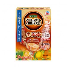 EARTH 온포 입욕제 고농도 탄산탕 생약 플러스와칸 유자향 4종 x 3개