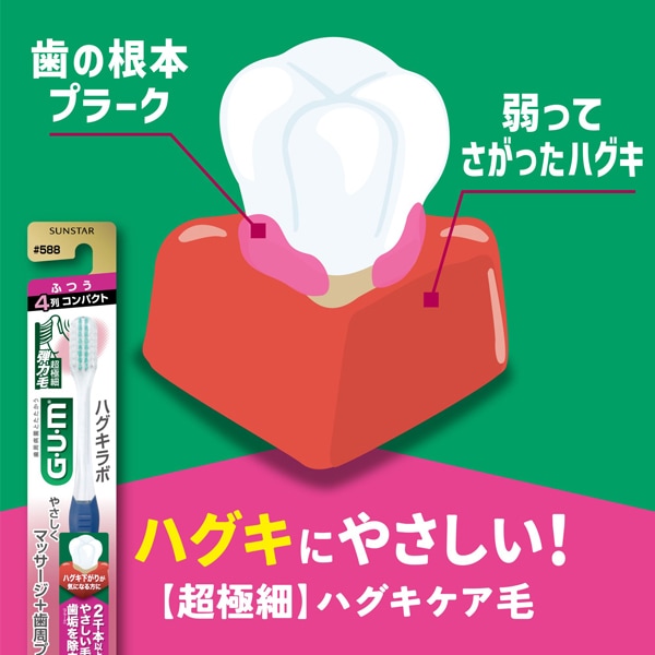 껌 GUM 껌 치과 브러쉬 No.211 가용 3 열 컴팩트 헤드 1 개 [칫솔]